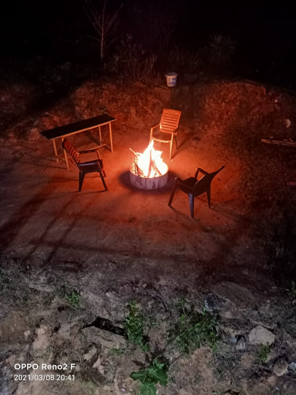 Outdoor bonfire setup